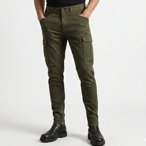 Annie Hood Olive Green Ankle Zips Skinny Cargo Pants Size 32